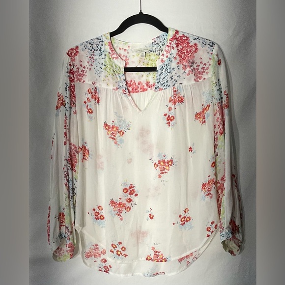 Lucky Brand White Notched Collar Relaxed Blouse - Picture 3 of 7